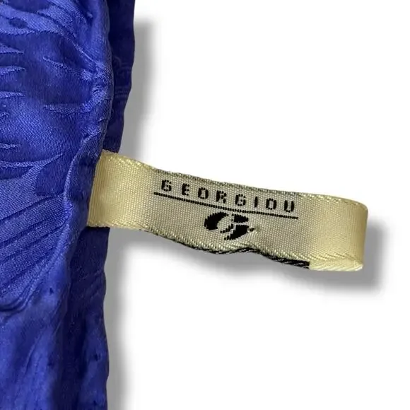 Vintage Georgiou Blue & Green Silk Scarf -  33" square - Picture 6 of 7